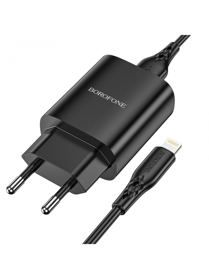 BOROFONE,Chargeur mural BN1 - USB - 2.1A +Câble USB/Lightning - Blanc