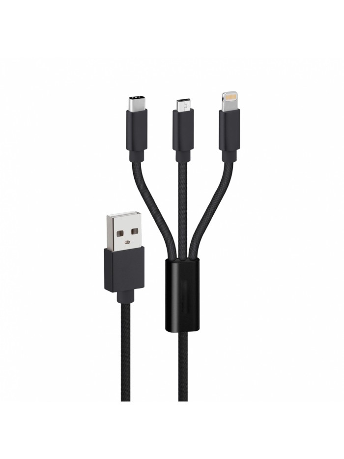 Cable Data 3 en 1 Tech Line - Noir