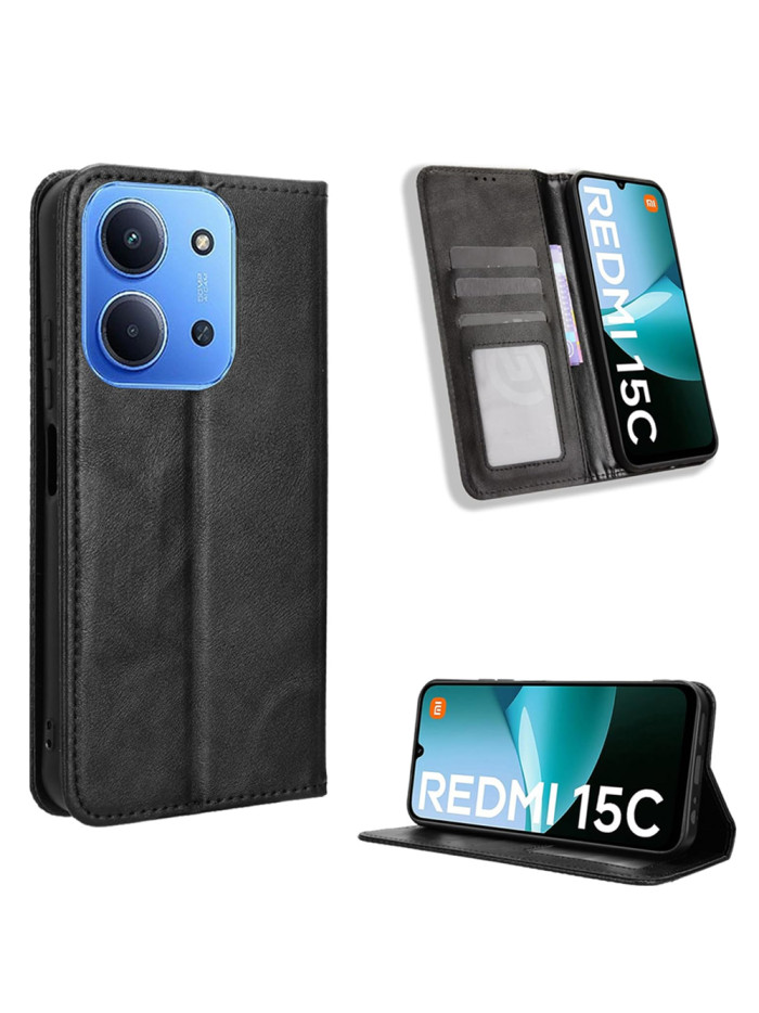 Book case sans fenêtre pour Xiaomi Redmi 15C - Coloris Noir